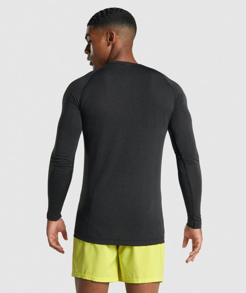 Koszulki Gymshark Vital Light Seamless Long Sleeve Męskie Czarne | PL 406CML